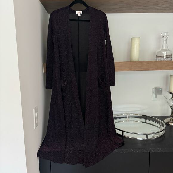 Lularoe Sarah Cardigan in Black Shimmer - Picture 2 of 9